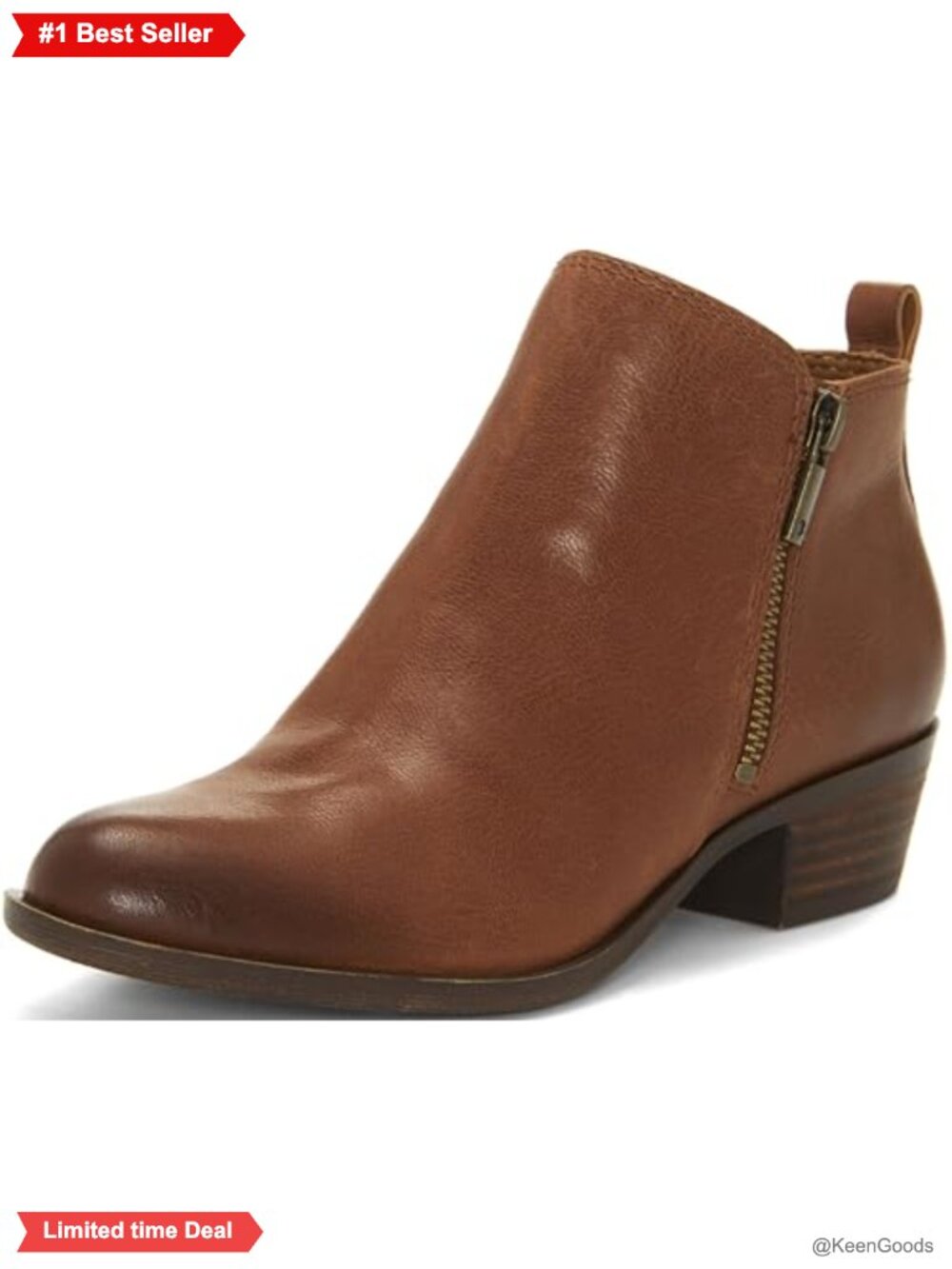 Leather Suede Ankle Bootie Side Zip Stacked Heel Round Toe